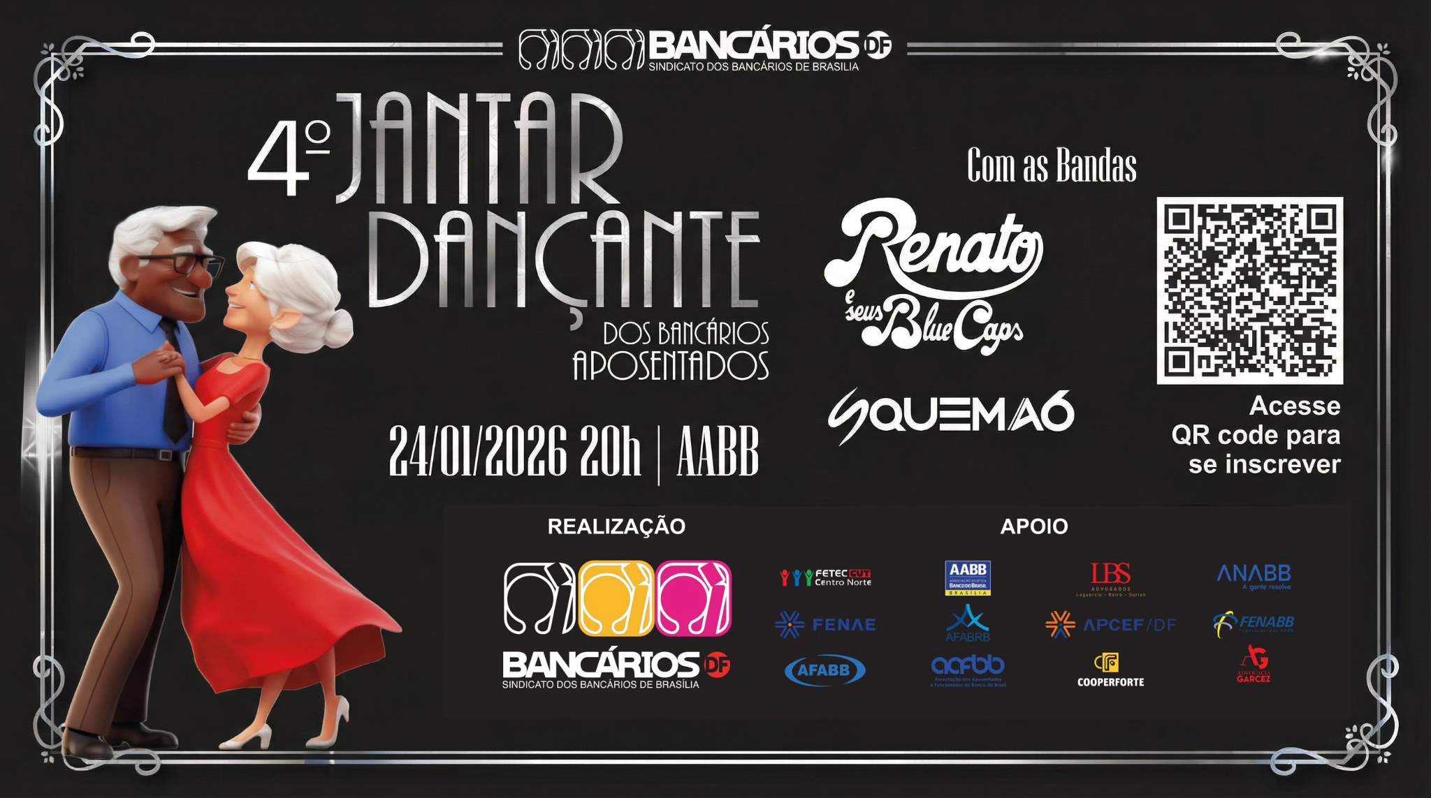 Sindicato e entidades parceiras realizam o IV Jantar Dançante dos Bancários em celebração ao Dia dos Aposentados